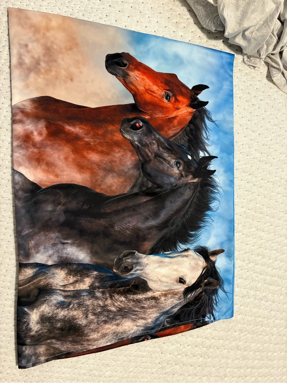 Standard Satin Pillowcase with horses.